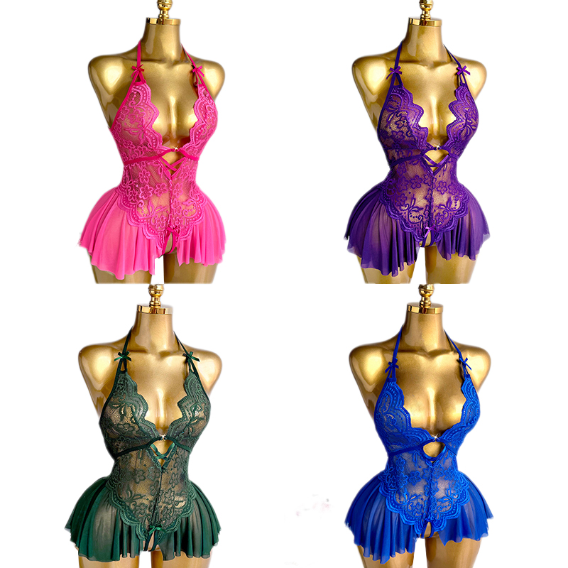 Lace Teddy Lingerie - Sexy Crotchless Lingerie Women Lace Hollow