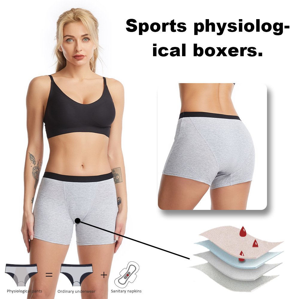 Period Panty Absorbent - Women's 4-Layer Leakproof Period Boyshorts Cotton